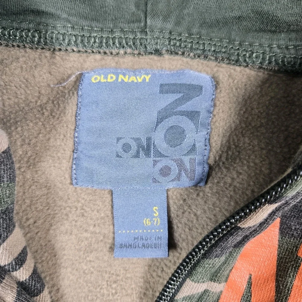 Old Navy Kids‎ Camo Camouflage Zip Pull Over Hoodie Hooded Sweatshirt Small 6-7